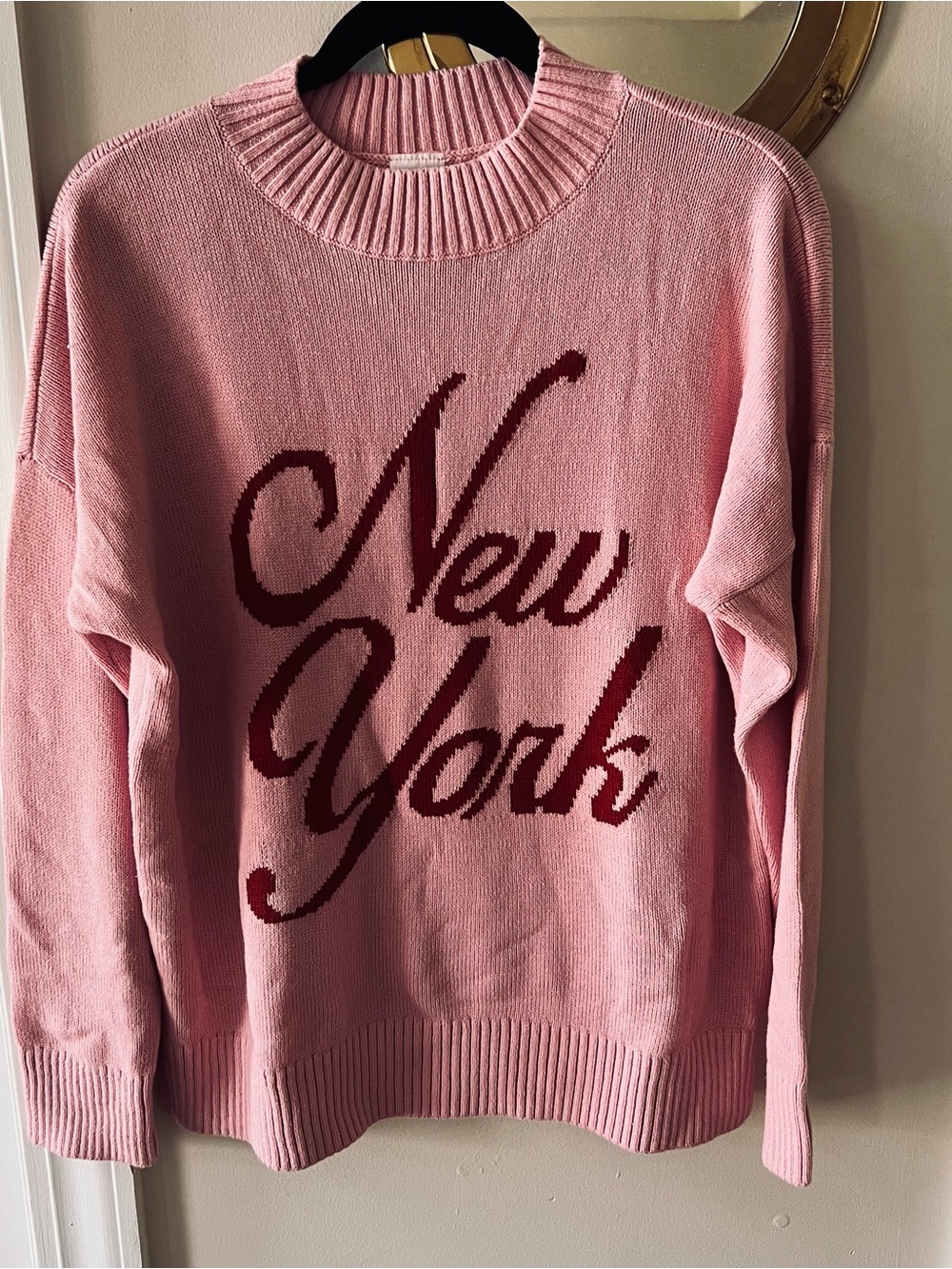 abercrombie kids Pink Sweater with Maroon "New York" Graphic Sz 17/18
